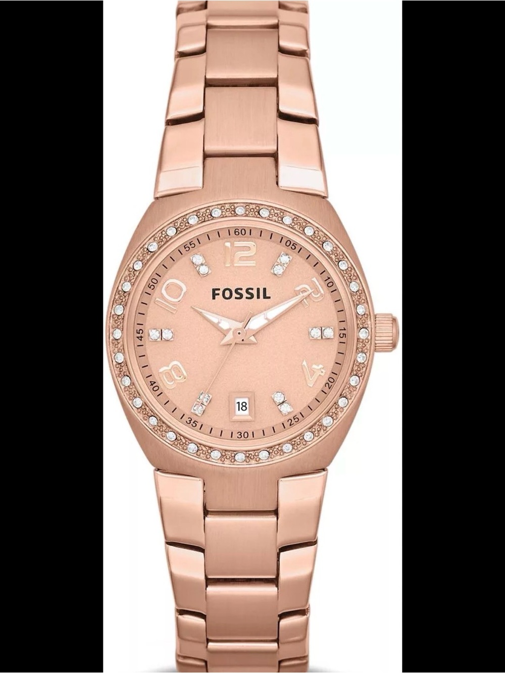 Fossil Rose Gold-Tone Crystal Accent Bracelet Watch